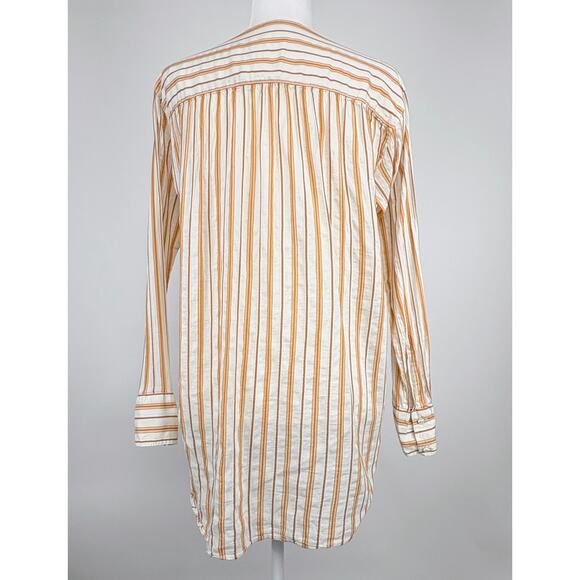 Helmut Lang Striped Popover Tunic Top Size Small Cotton Silk Lagenlook Vacation - Picture 3 of 11